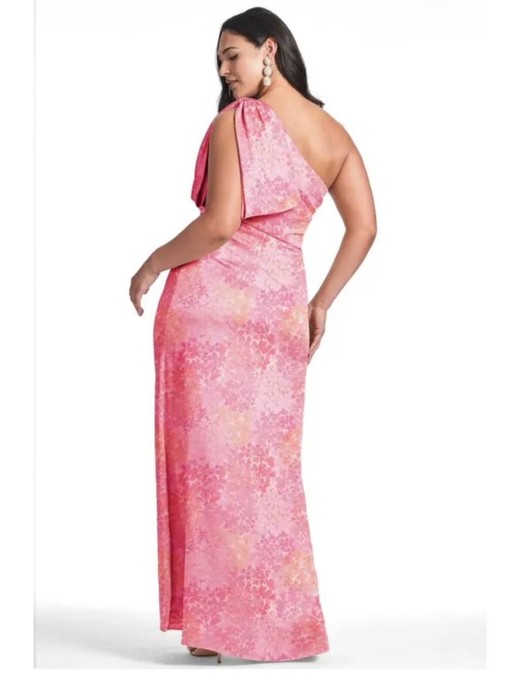 Sachin + Babi Pink and Orange One-Shoulder Floral Evening Gown - Picture 2 of 6
